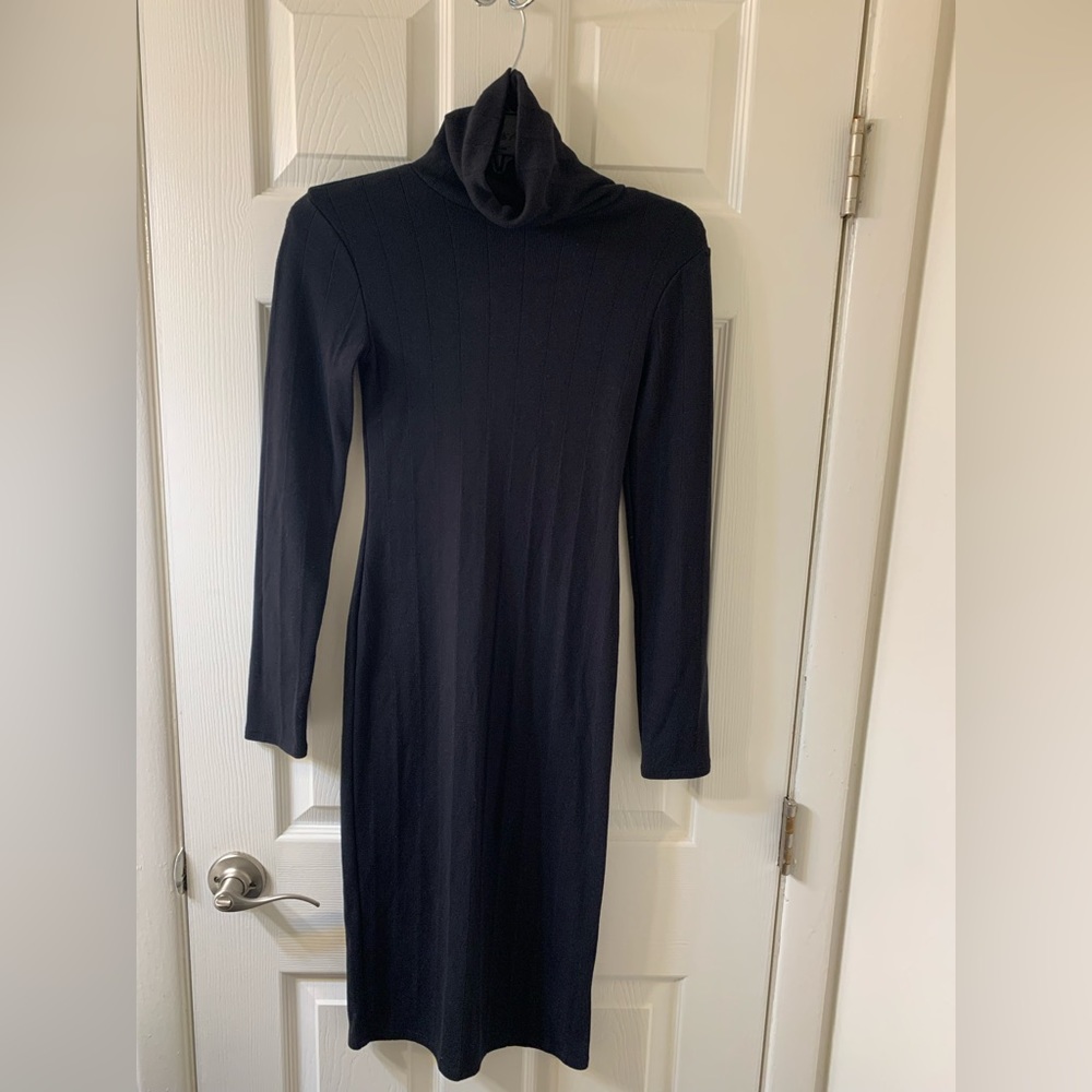 Turtle neck long sleeve black dress